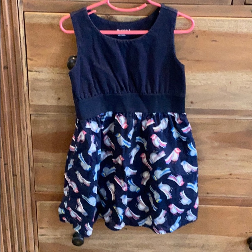 Blue dress and bird pattern